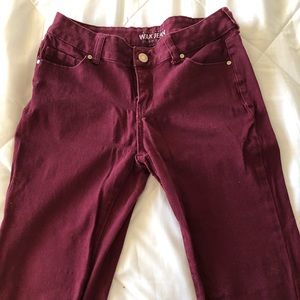 Red Jeans With Permanent Cuffs